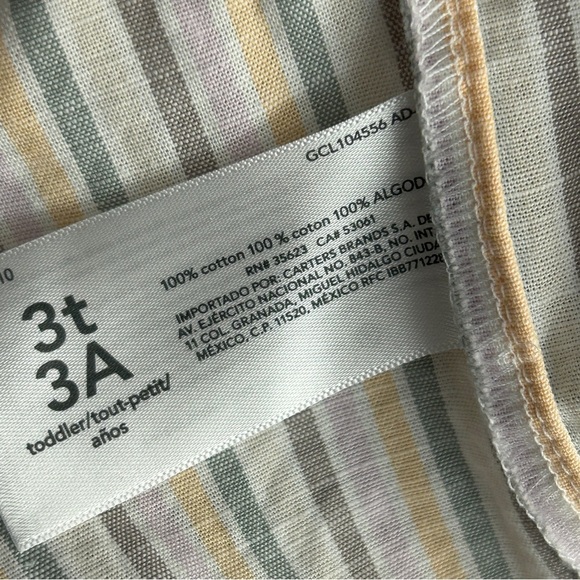 ❤️ Carter's Pastel Striped Button Dress 3T - Picture 9 of 9